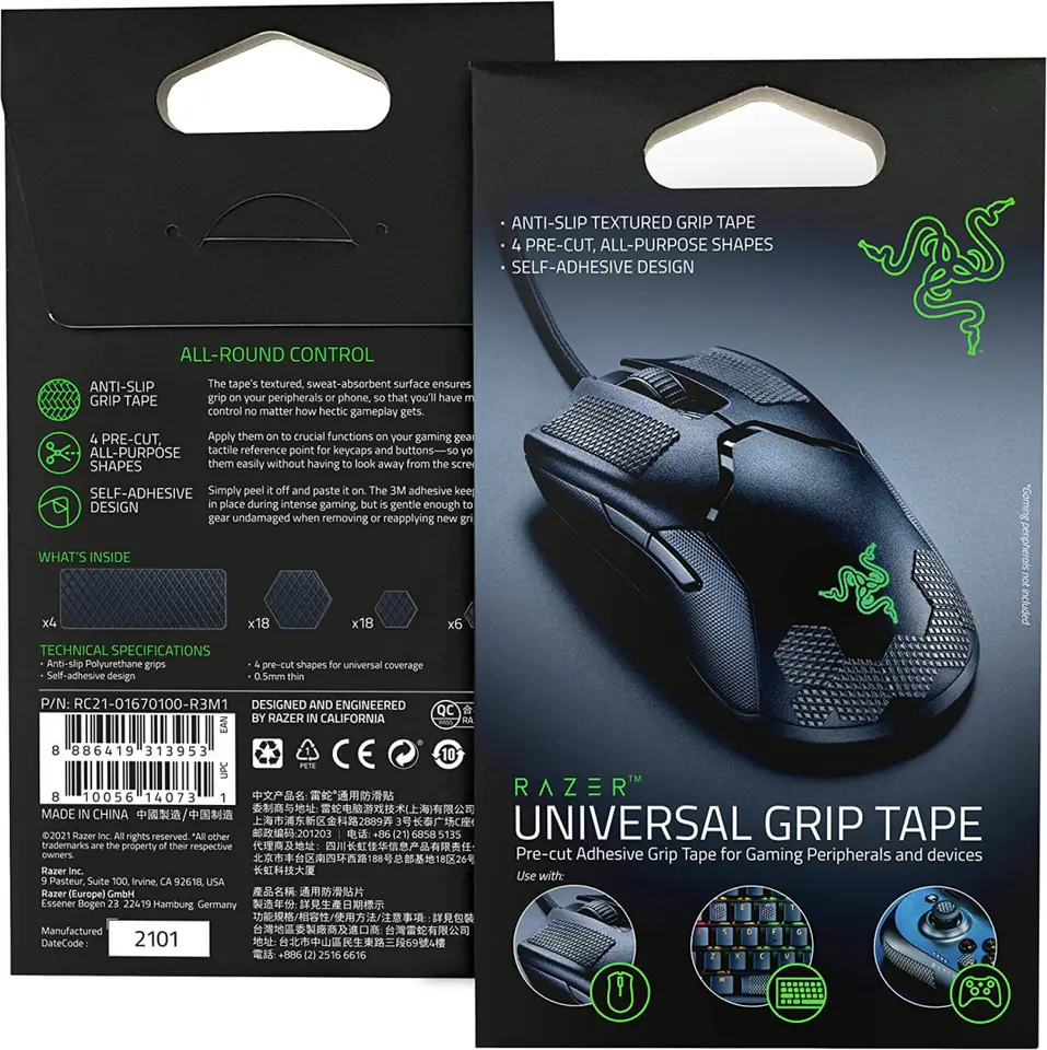 ⁨Razer Universal Grip Tape for Peripherals and Gaming Devices, 4 Pack Black⁩ at Wasserman.eu