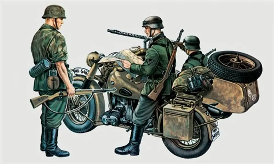 ⁨Model plastikowy BMW R75 z przyczepką boczną⁩ w sklepie Wasserman.eu