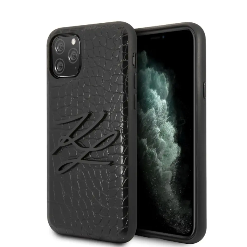 Karl Lagerfeld KLHCN58CRKBK iPhone 11 Pro hardcase black/black Croco at Wasserman.eu