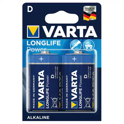 ⁨2x Varta Longlife Power R20 alkaline batteries⁩ at Wasserman.eu