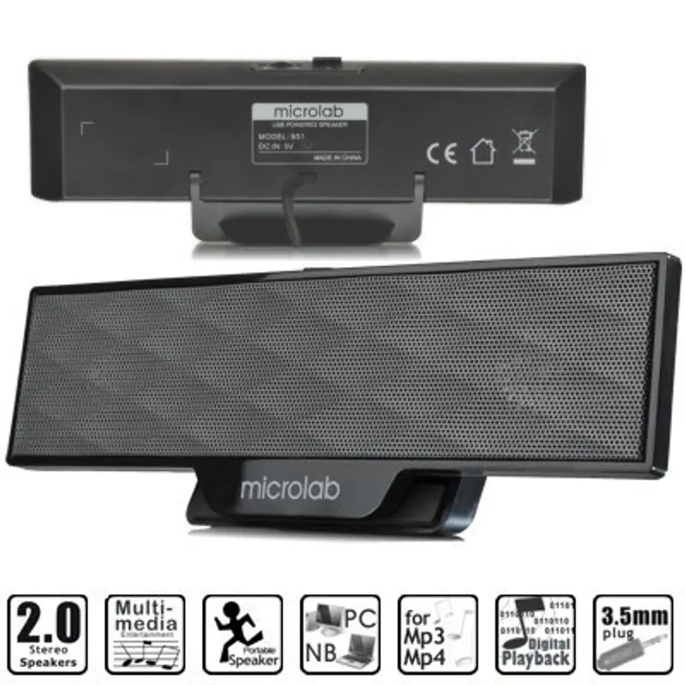 Microlab B 51 Lautsprecher Typ 2.0, 3.5mm, Schwarz, 4 W im Wasserman.eu