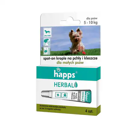 ⁨Krople na pchły i kleszcze dla małych psów Happs Herbal⁩ w sklepie Wasserman.eu