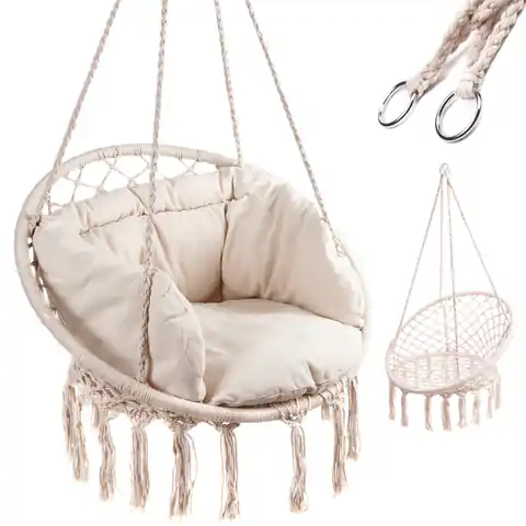 ⁨Swing armchair stork nest with backrest ecru 80cm + pillows⁩ at Wasserman.eu