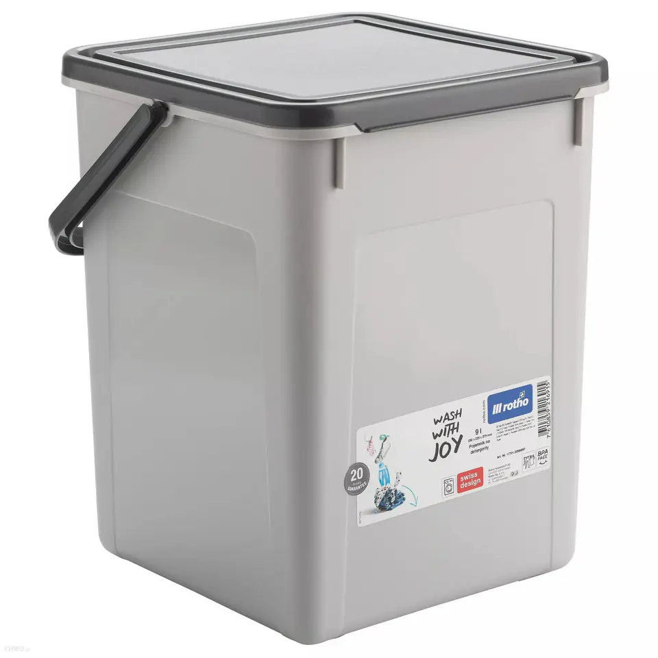 ⁨Pojemnik na proszek tabletki 5kg 9L Rotho szary⁩ w sklepie Wasserman.eu