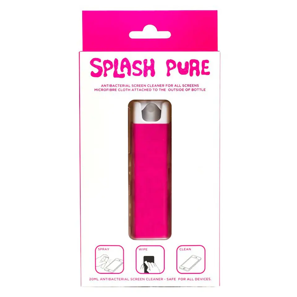 ⁨Splash Pure - Antibacterial microfiber spray for screen cleaning, 20 ml (pink)⁩ at Wasserman.eu