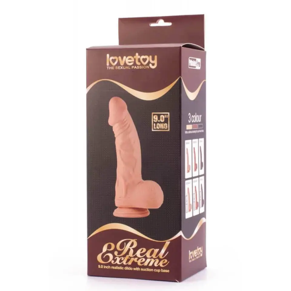 ⁨Dildo z przyssawką Real Extreme 23cm Lovetoy⁩ w sklepie Wasserman.eu