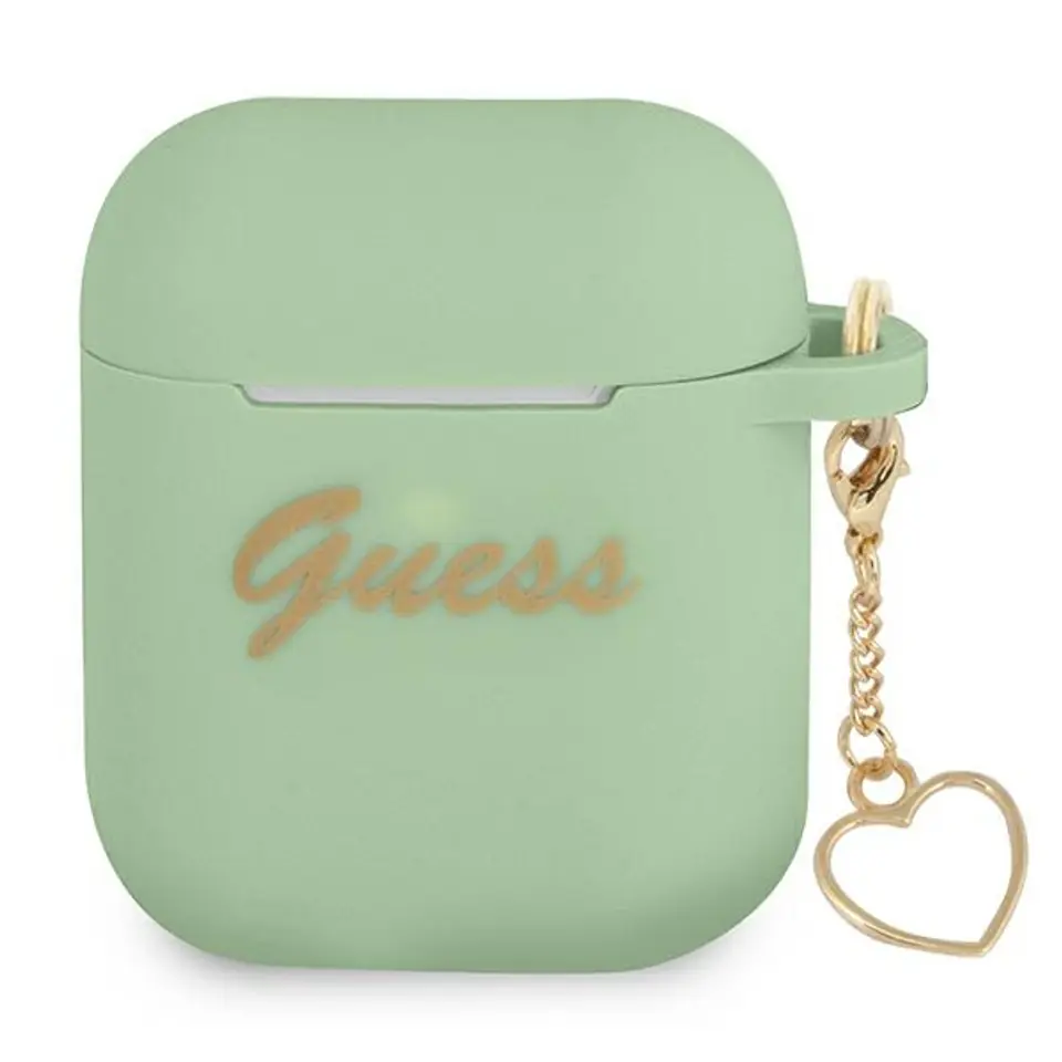 ⁨Guess GUA2LSCHSN AirPods cover green/green Silicone Charm Heart Collection⁩ at Wasserman.eu