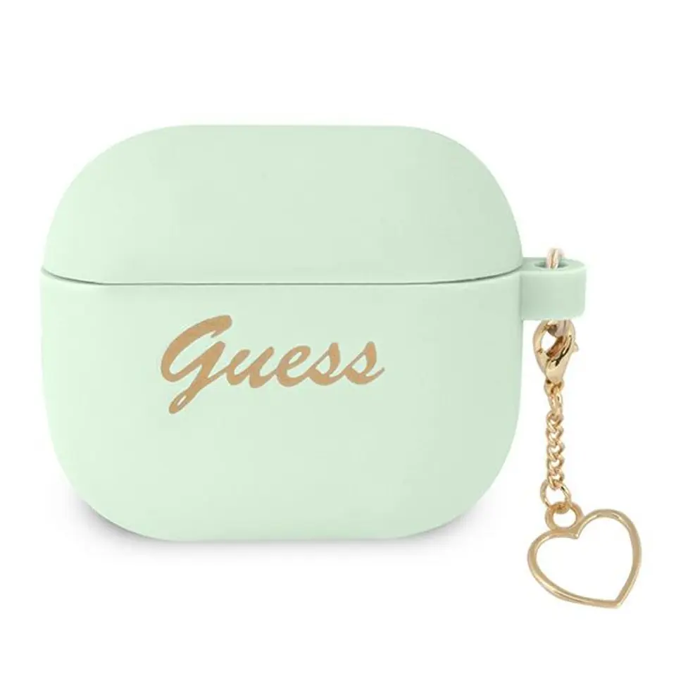 ⁨Guess GUA3LSCHSN AirPods 3 cover zielony/green Silicone Charm Heart Collection⁩ w sklepie Wasserman.eu