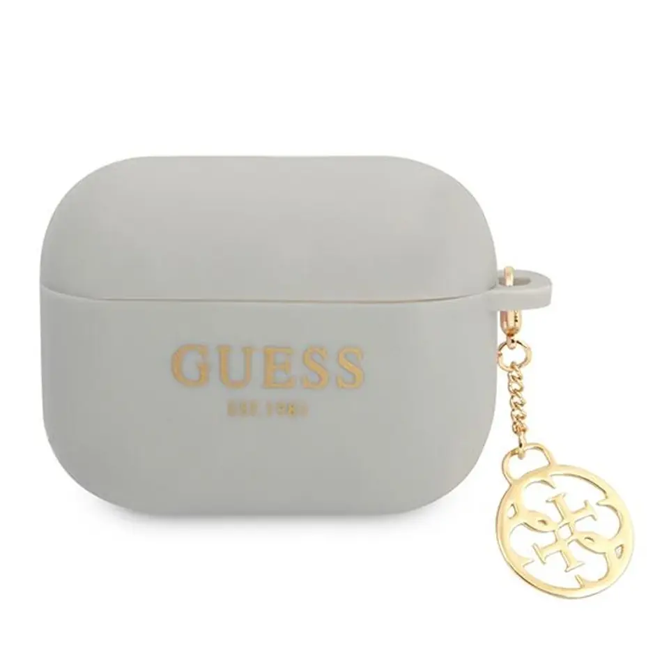 ⁨Guess GUAPLSC4EG AirPods Pro cover szary/grey Silicone Charm 4G Collection⁩ w sklepie Wasserman.eu
