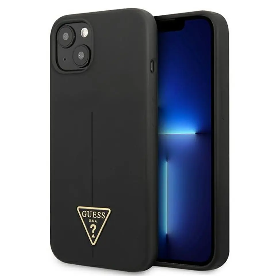 ⁨Guess GUHCP13SSLTGK iPhone 13 mini 5,4" czarny/black hardcase Silicone Triangle⁩ w sklepie Wasserman.eu