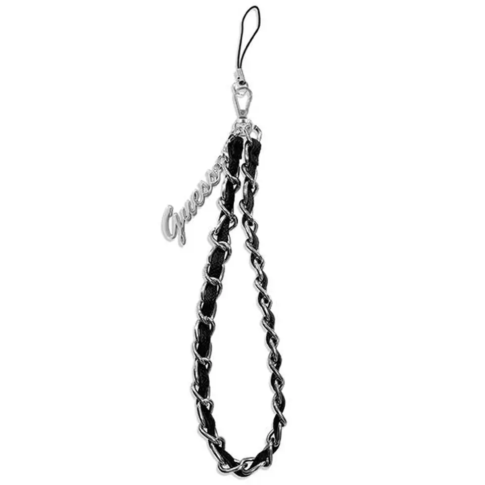 ⁨Guess zawieszka GUSTSASSK Phone Strap czarny/black Chain Metal Logo Charm⁩ w sklepie Wasserman.eu