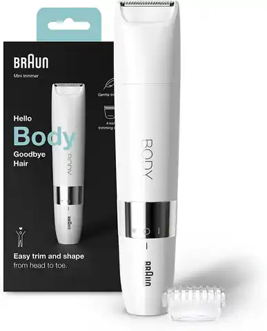 ⁨Braun Body Mini Trimmer BS1000 Number of power levels 1, Wet & Dry, White⁩ at Wasserman.eu