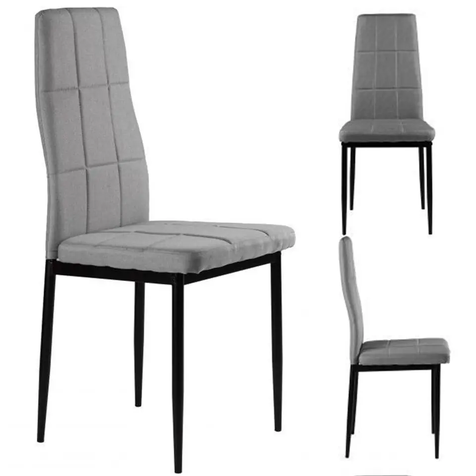 ⁨Zestaw krzesła tapicerowane do jadalni i salonu 4szt szare⁩ w sklepie Wasserman.eu