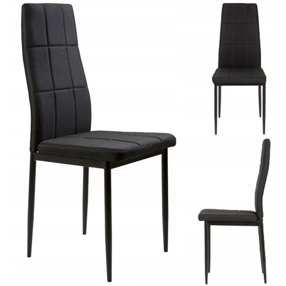⁨Zestaw krzesła tapicerowane do jadalni i salonu 4szt czarne⁩ w sklepie Wasserman.eu