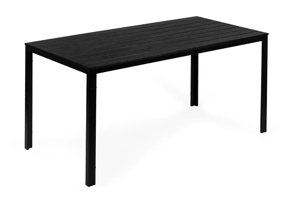 ⁨Stół ogrodowy 6-osobowy 156x78 cm polywood meble na taras czarny⁩ w sklepie Wasserman.eu