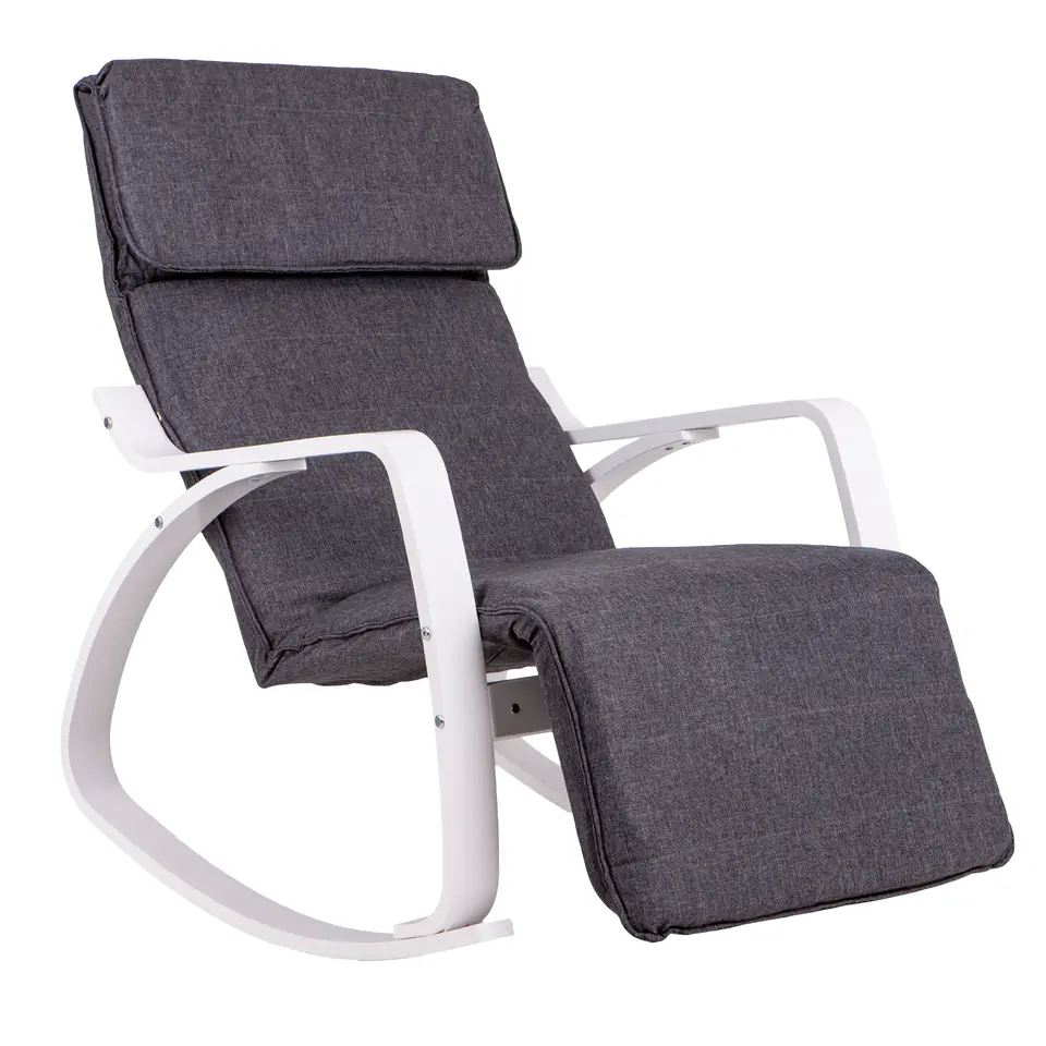 ⁨Rocking chair adjustable footrest white frame⁩ at Wasserman.eu