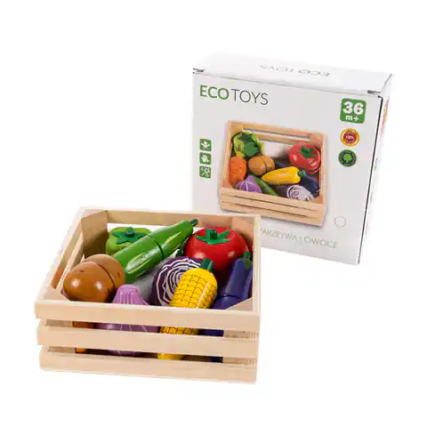 ⁨Drewniane warzywa do krojenia na magnes dla dzieci Ecotoys⁩ w sklepie Wasserman.eu