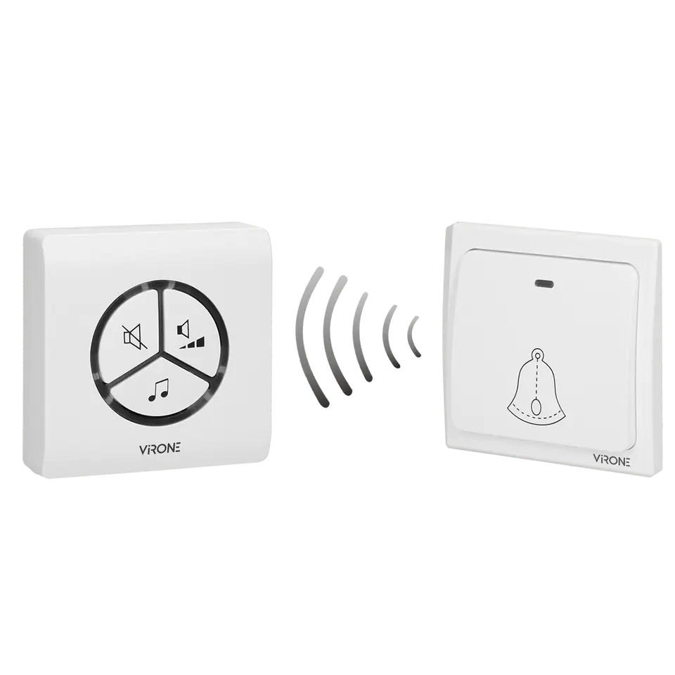 ⁨WAYO AC wireless doorbell, networked, battery-free button, learning system, 25 sounds, 80m⁩ at Wasserman.eu