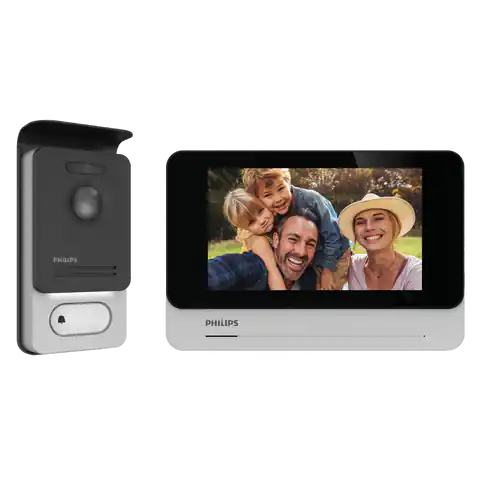 ⁨Philips WelcomeEye Connect 2, Video-Türsprechanlage, Kopfhörerlos, Farbe, LCD 7", Touch, OSD-Menü, WI-FI + APP für Telefon, Torsteuerung, RFID⁩ im Wasserman.eu