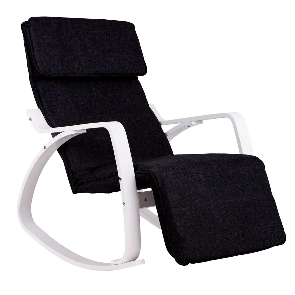 ⁨Rocking chair adjustable footrest white black⁩ at Wasserman.eu
