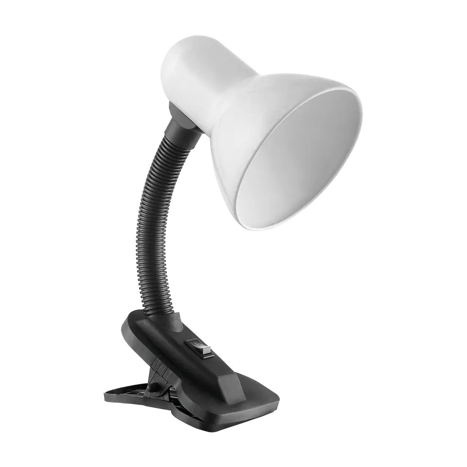 LATSA, lampa biurkowa z klipsem, 40W, E27, stal + tworzywo, biała w sklepie Wasserman.eu