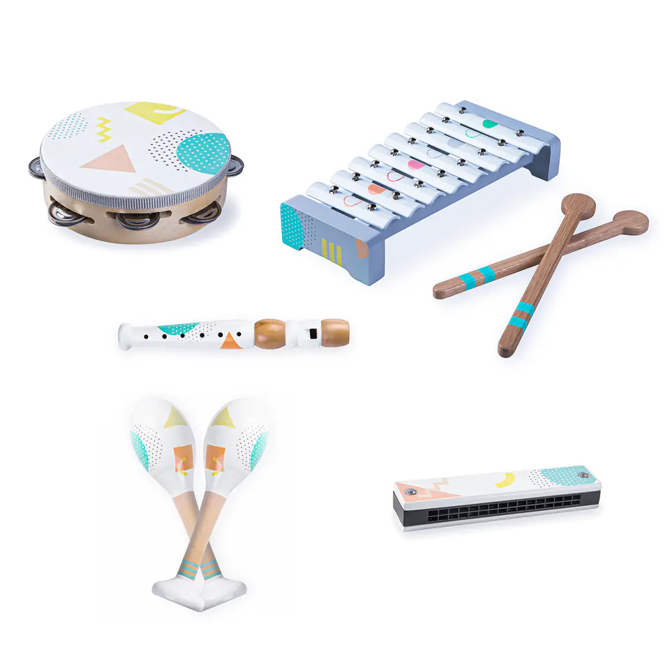 Drewniane instrumenty dla dzieci flet cymbałki ECOTOYS w sklepie Wasserman.eu