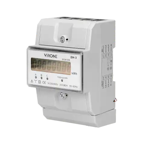 ⁨3-phasige Stromverbrauchsanzeiger, 80A, 3 Module, DIN TH-35mm⁩ im Wasserman.eu