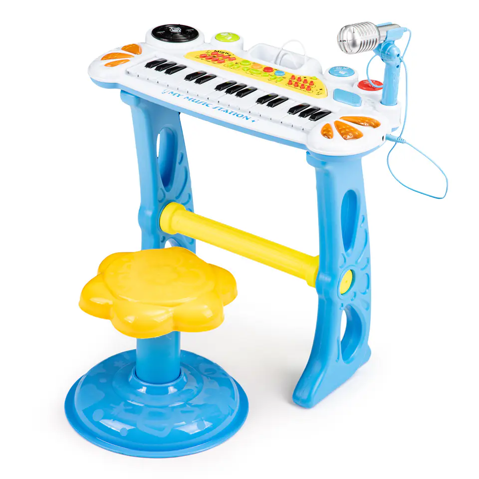 ⁨Keyboard organki pianinko z mikrofonem mp3 niebieskie⁩ w sklepie Wasserman.eu