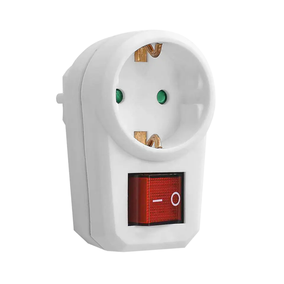 ⁨Adapter 1x2P+Z (Schuko) with switch, white⁩ at Wasserman.eu