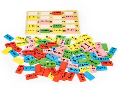 ⁨Math blocks with educational domino table⁩ at Wasserman.eu