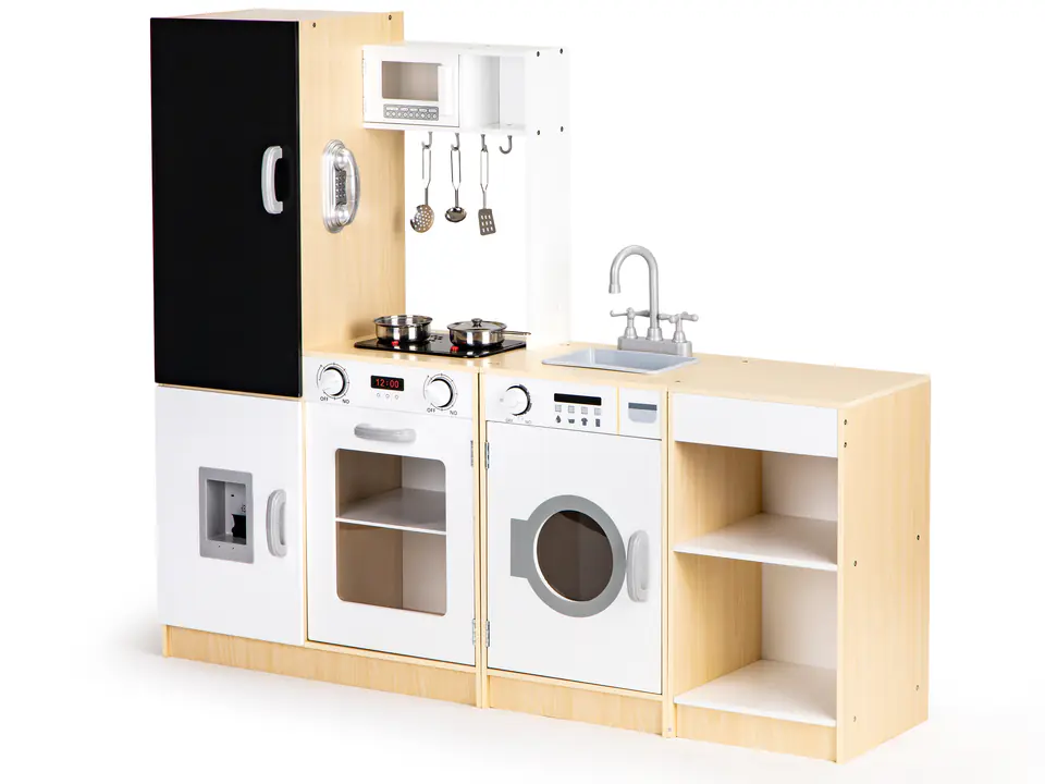 ⁨Drewniana kuchnia dla dzieci osobne segmenty XXL tablica + LED ECOTOYS⁩ w sklepie Wasserman.eu