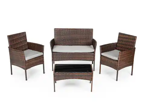 ⁨Garden furniture set table 2x armchair rattan bench⁩ at Wasserman.eu