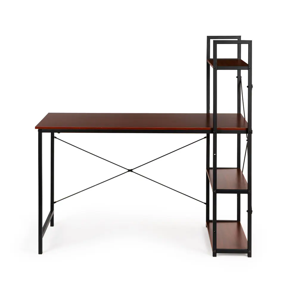 ⁨Computer desk wooden bookcase with loft shelves⁩ at Wasserman.eu