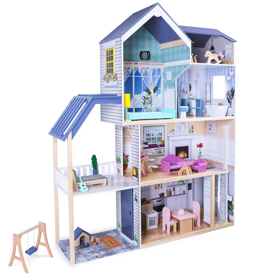 ⁨Domek dla lalek duży drewniany 138 cm Rezydencja Maya 28 el. ECOTOYS⁩ w sklepie Wasserman.eu