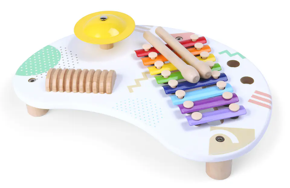 ⁨Stolik  z instrumentami stół muzyczny cymbałki +18m ECOTOYS⁩ w sklepie Wasserman.eu