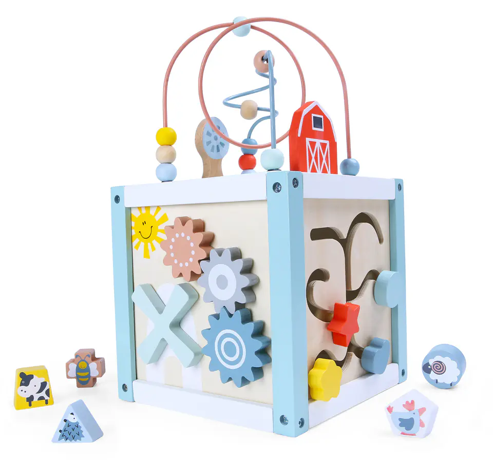 ⁨Drewniana kostka edukacyjna sorter +klocki ECOTOYS⁩ w sklepie Wasserman.eu