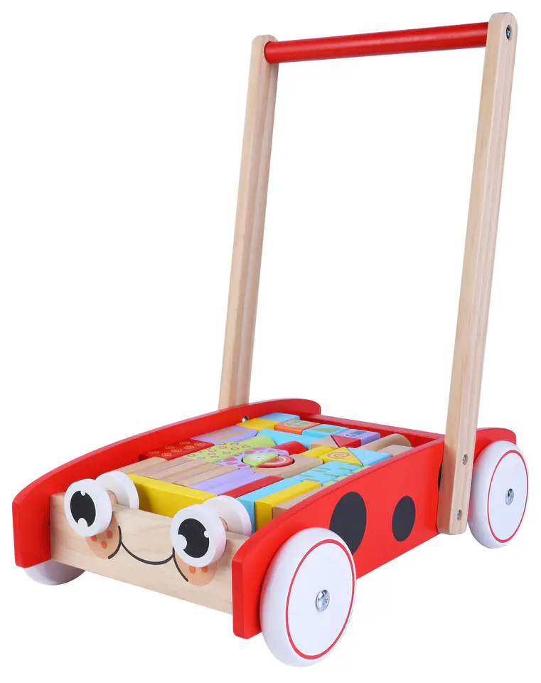 Drewniany wózek pchacz chodzik 40 klocków Ecotoys w sklepie Wasserman.eu