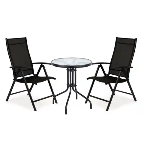 ⁨Set of garden furniture glass table + 2 chairs set for 2 people⁩ at Wasserman.eu