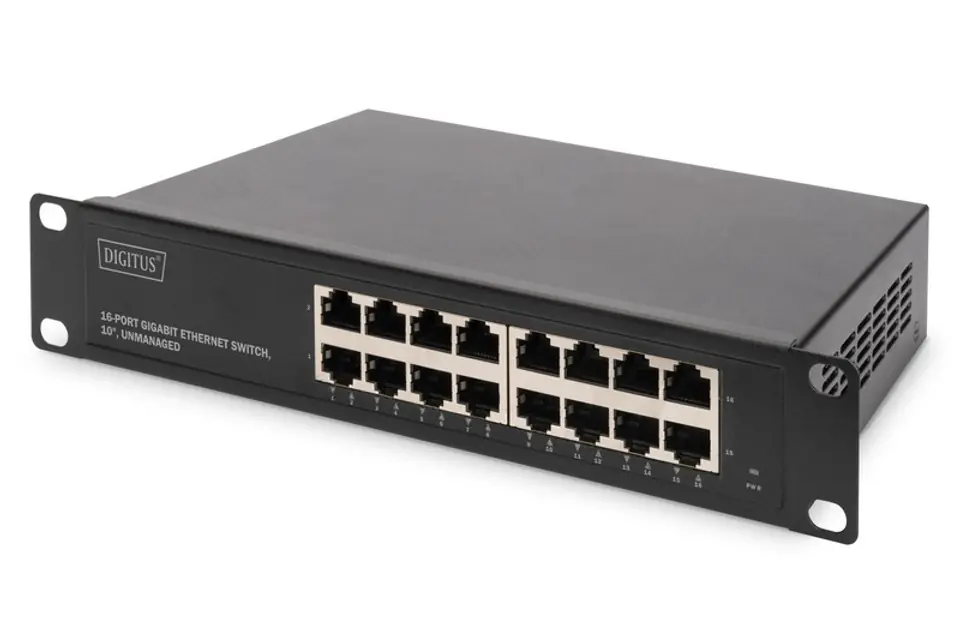 Digitus | 16-portowy przełącznik Gigabit Ethernet | DN-80115 | Niezarządzany | Do montażu w szafie | Ilość portów 10/100 Mb/s (R w sklepie Wasserman.eu