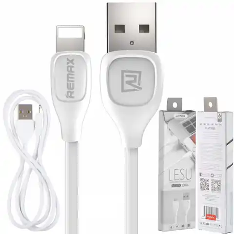 ⁨Kabel 2,1A 1m USB - iPhone Lightning Szybkie Ładowanie Remax LESU Pro RC-050i biały⁩ w sklepie Wasserman.eu