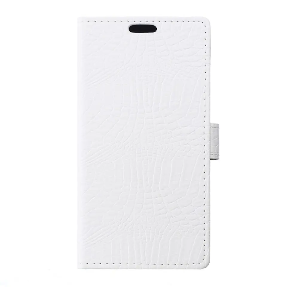 ⁨Wallet case leather HTC DESIRE 830 crocodile texture white⁩ at Wasserman.eu