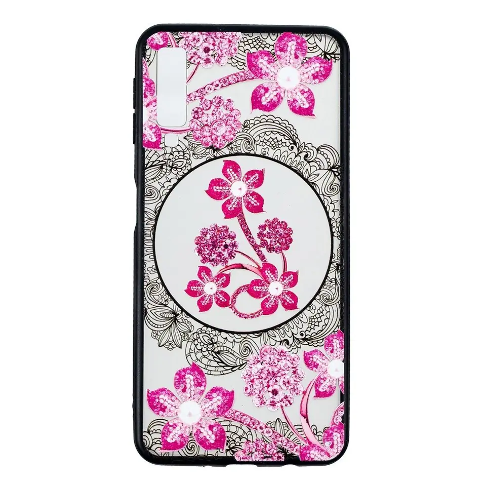 ⁨Slim case Art Patterns Case Cover Case for SAMSUNG GALAXY A7 2018 pink flowers⁩ at Wasserman.eu