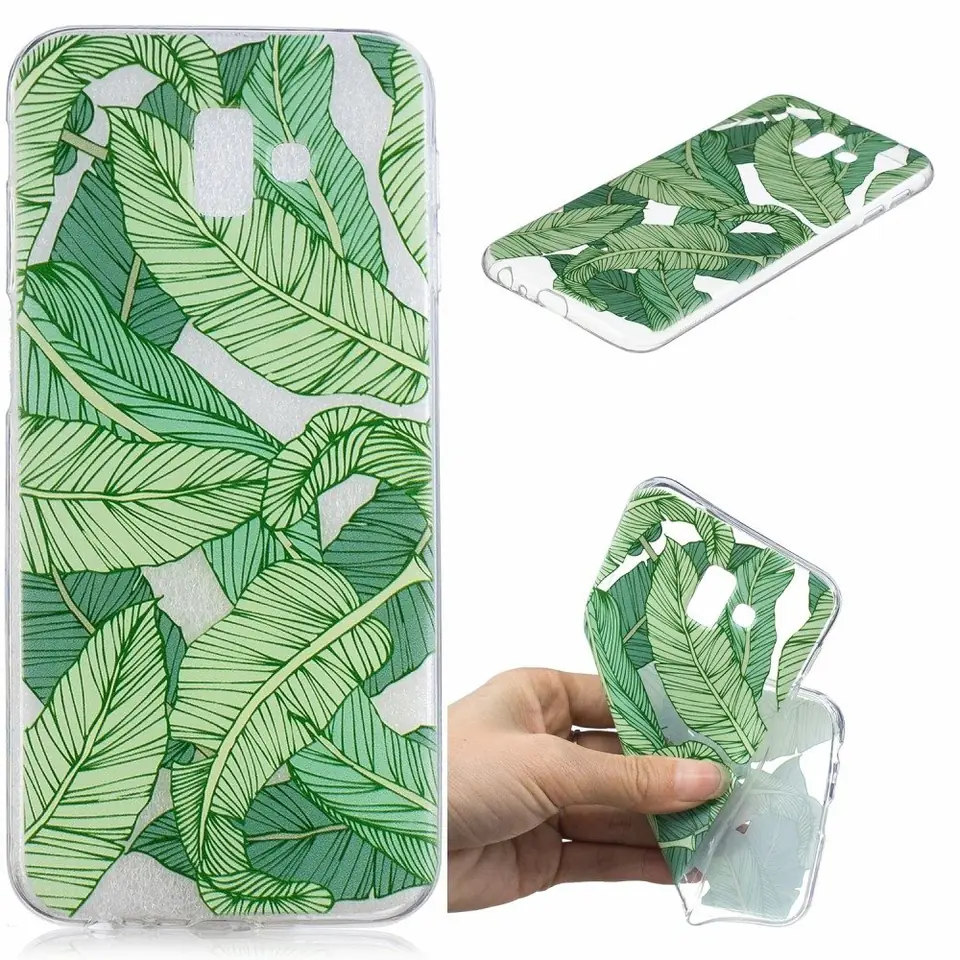 ⁨Slim Art Case SAMSUNG J6+ J6 PLUS green leaves⁩ at Wasserman.eu