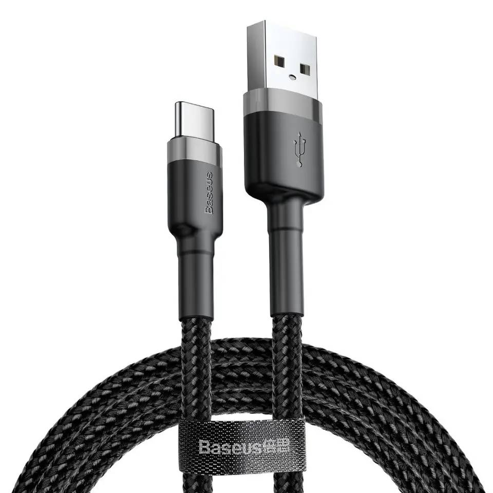 ⁨USB-C cable Baseus Cafule 3A 1m (gray & black)⁩ at Wasserman.eu