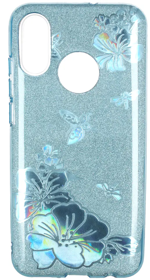 ⁨Glitter case SAMSUNG GALAXY A9 2018 blue flower⁩ at Wasserman.eu