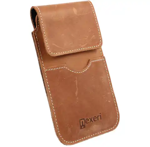 ⁨Case Leather Holster for belt vertical opening wallet Nexeri Flap Leather IPHONE X/XS/SAMSUNG GALAXY S6/S20 brown⁩ at Wasserman.eu
