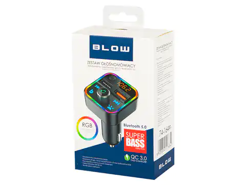 ⁨Transmiter FM BLOW Bluetooth 5 +QC 3.0 RGB⁩ w sklepie Wasserman.eu