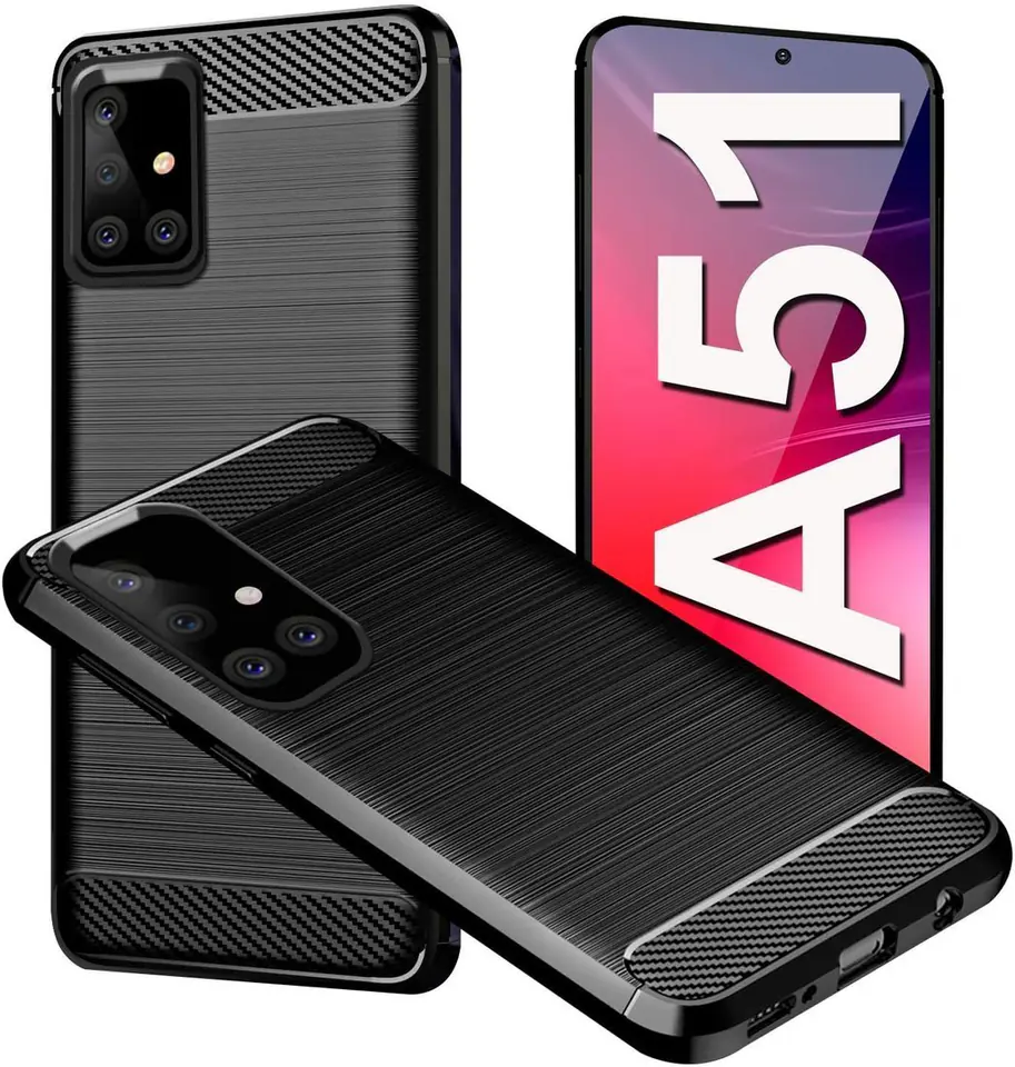 ⁨Case SAMSUNG GALAXY A51 Nexeri Carbon Armoured black⁩ at Wasserman.eu