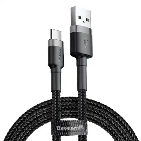 ⁨Cable Baseus Cafule CATKLF-CG1 (USB 2.0 - USB type C ; 2m; grey and black color)⁩ at Wasserman.eu