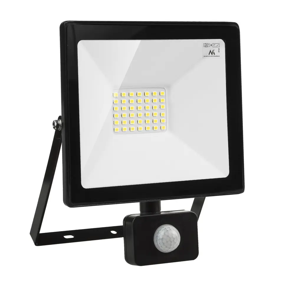 ⁨Naświetlacz LED z czujnikiem ruchu Maclean, slim 30W, 2400lm, barwa ciepła biała (3000K), IP44,  MCE630 WW PIR⁩ w sklepie Wasserman.eu